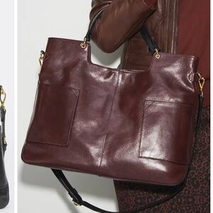 ||| BeCa Joy Gryson Large Burgundy Leather Tote Teal Int Dual  Removable pouches